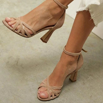 Suède Open-Toe Heels