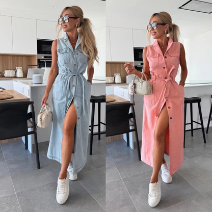 Denim | Slit Waist Jurk