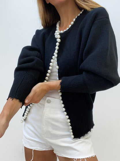 Cardigan met Pareldetails