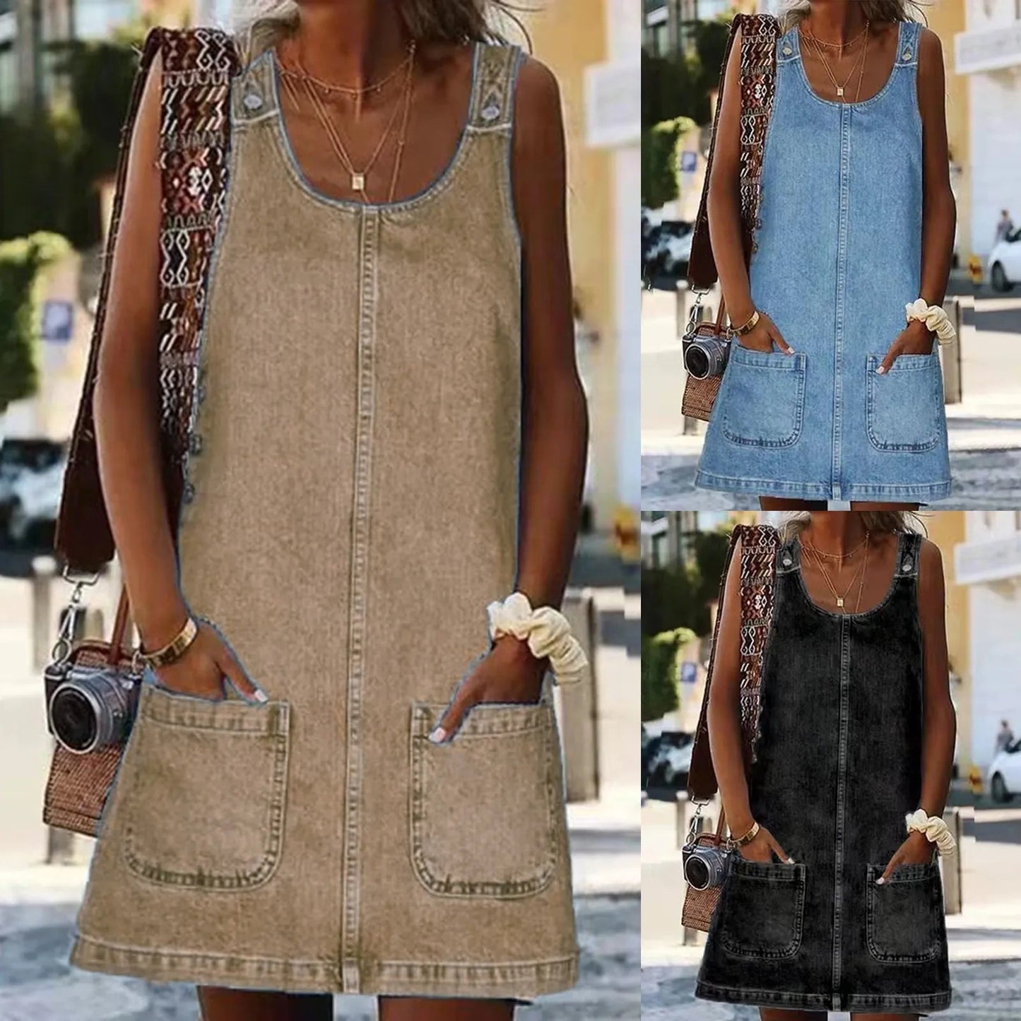 Denim | Pocket Mini Jurk - Felova Amsterdam