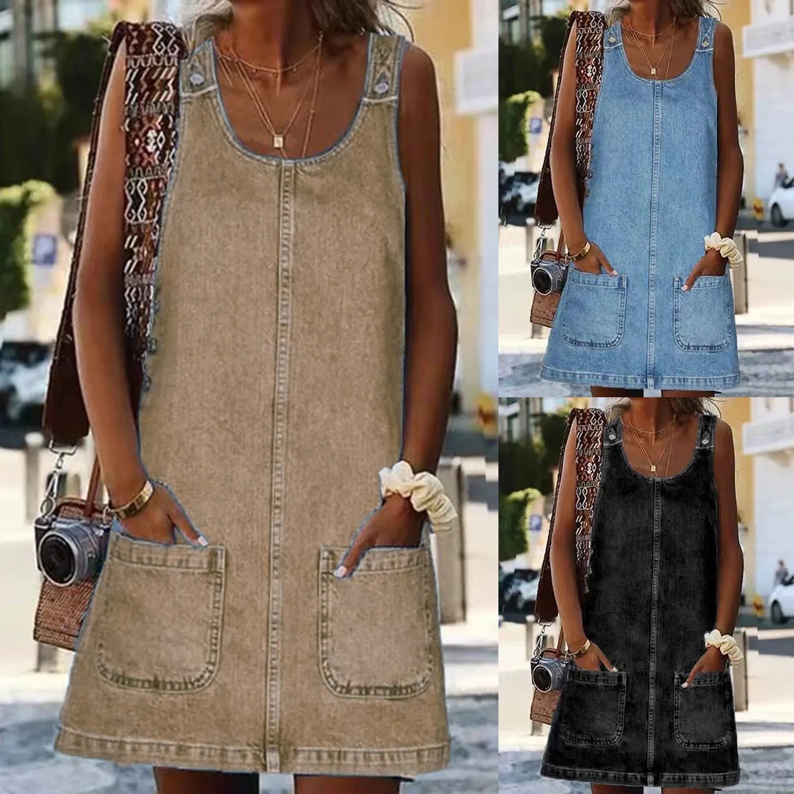 Denim | Pocket Mini Jurk - Felova Amsterdam