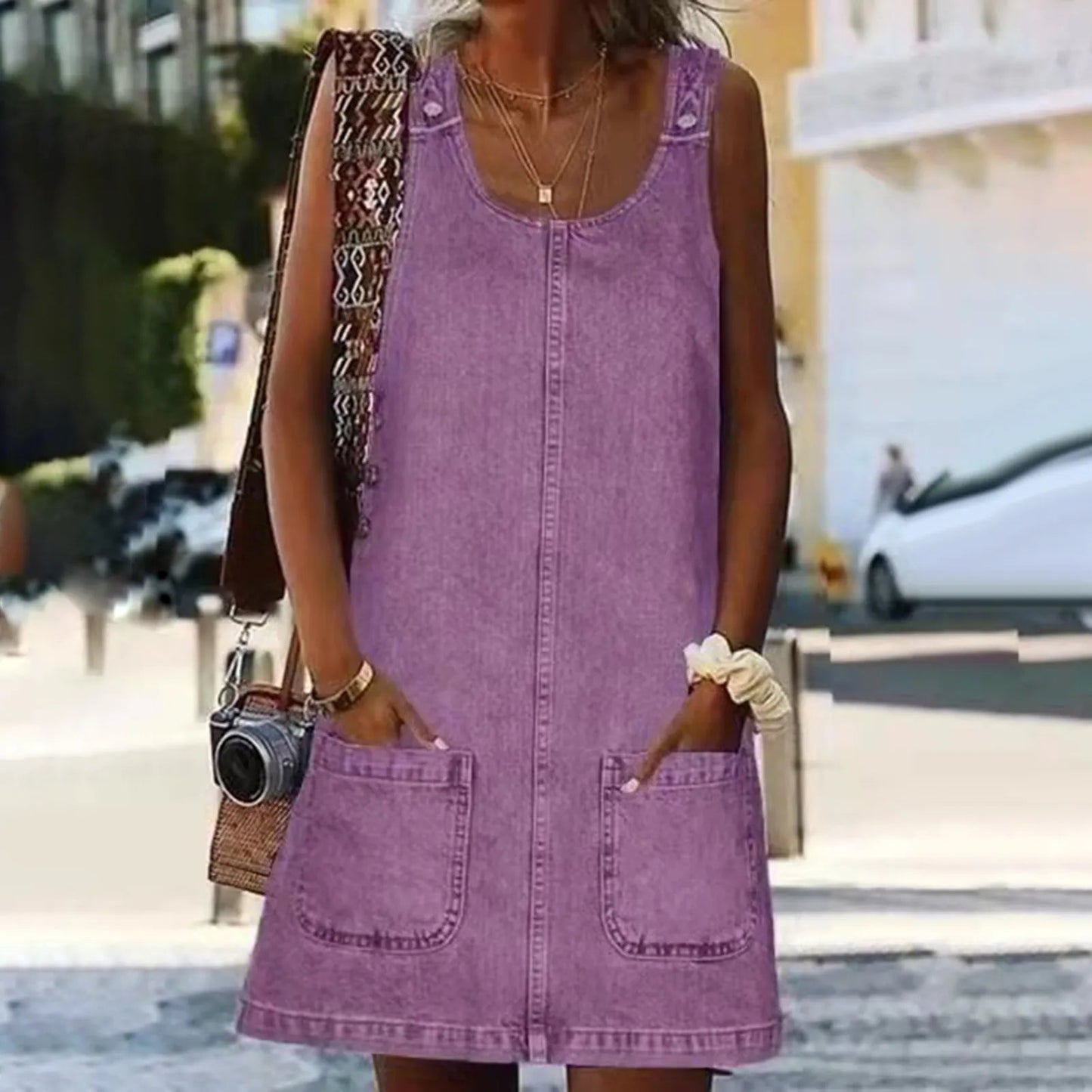 Denim | Pocket Mini Jurk - Felova Amsterdam