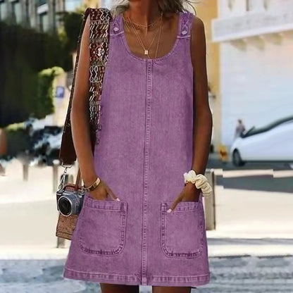 Denim | Pocket Mini Jurk - Felova Amsterdam