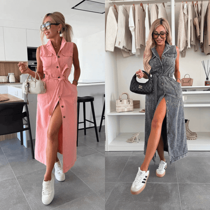 Denim | Slit Waist Jurk - Felova Amsterdam