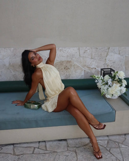 Gianna | Halter Kant Mini Jurk - Felova Amsterdam