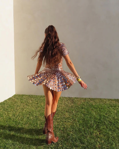 Monica | Hoge Hals Mini Jurk